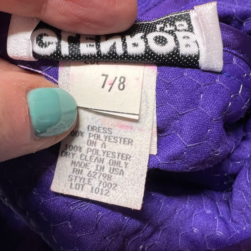 GlenRob Purple Sequined Sheath Dress Bodycon Low-Cut Back Size 7/8 Vintage 90’s - Picture 7 of 17